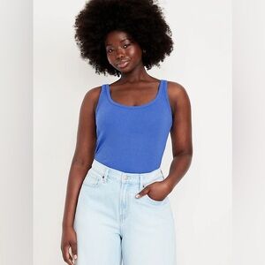 Old Navy Blue Ribbed Scoop-Neck Tank Top